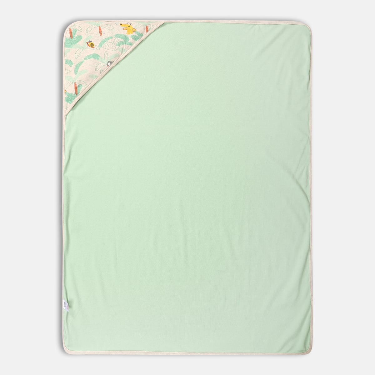Baby Unisex Mint Green and Red Cotton Hooded Blankets Pack of 2 Printed Cozy Bedding Essential