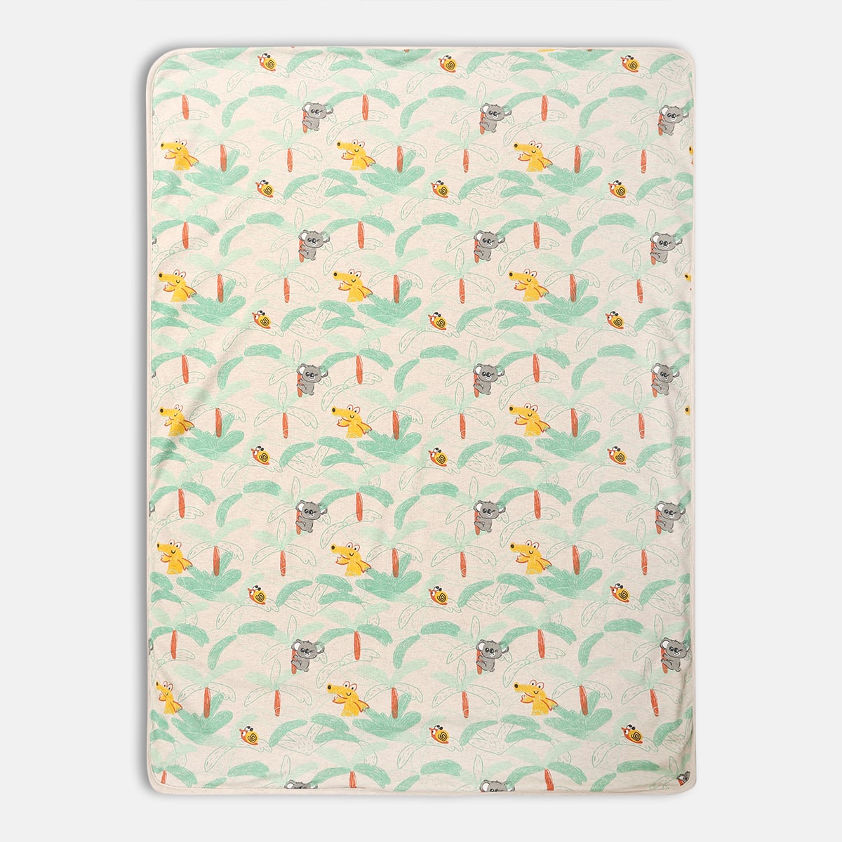 Baby Unisex Mint Green and Red Cotton Hooded Blankets Pack of 2 Printed Cozy Bedding Essential