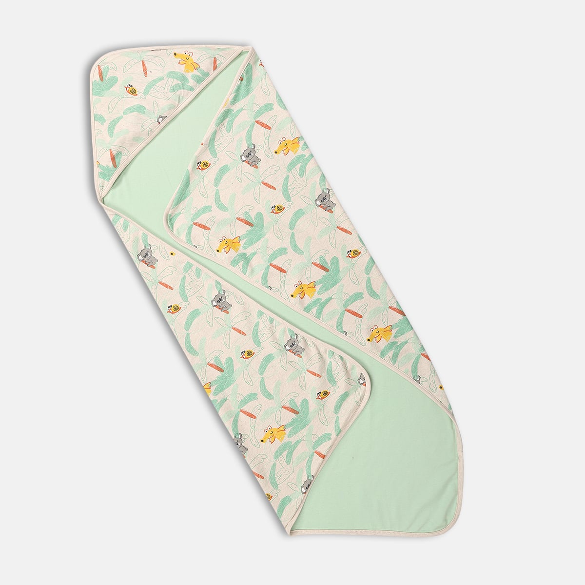 Baby Unisex Mint Green and Red Cotton Hooded Blankets Pack of 2 Printed Cozy Bedding Essential