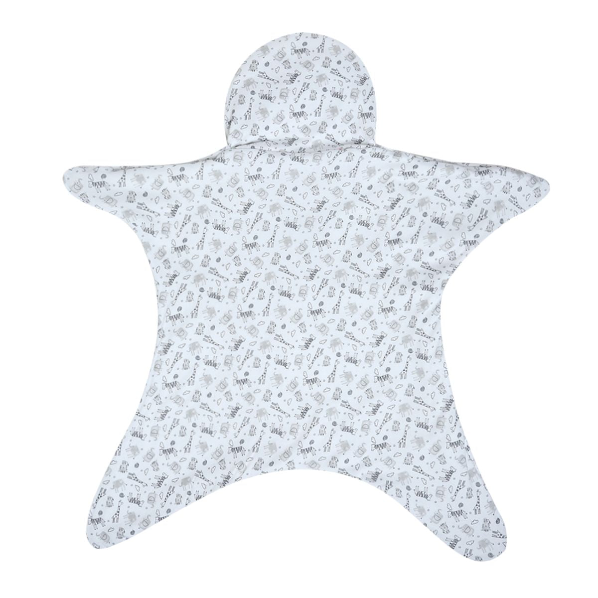 Baby Unisex White Cotton Hooded Wrapper Pack of 1 Reversible Animal Printed Cozy Nursery Essential