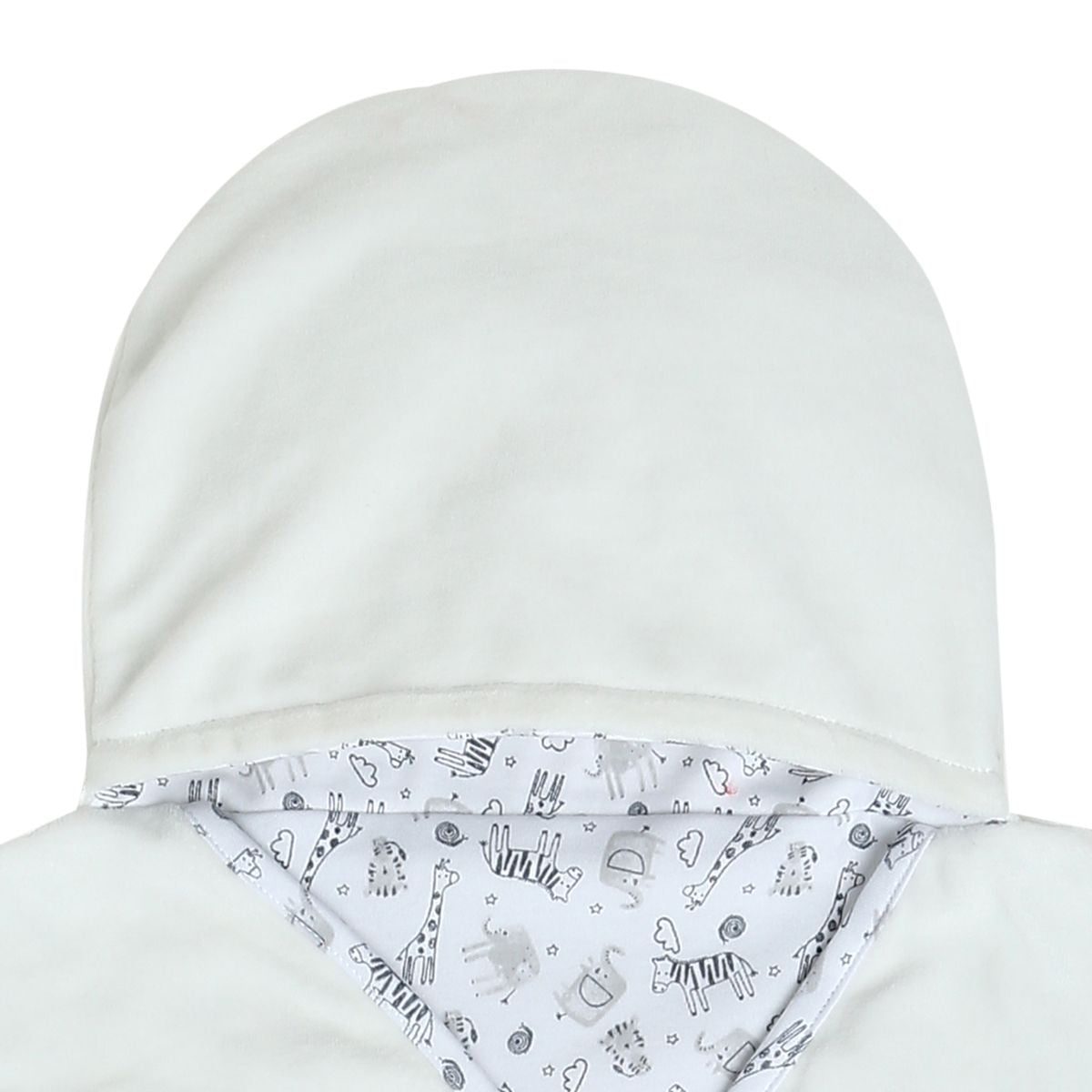 Baby Unisex White Cotton Hooded Wrapper Pack of 1 Reversible Animal Printed Cozy Nursery Essential