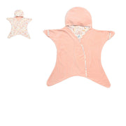 Baby Girls Peach Cotton Hooded Wrapper Pack of 1 Reversible Animal Printed Cozy Nursery Essential