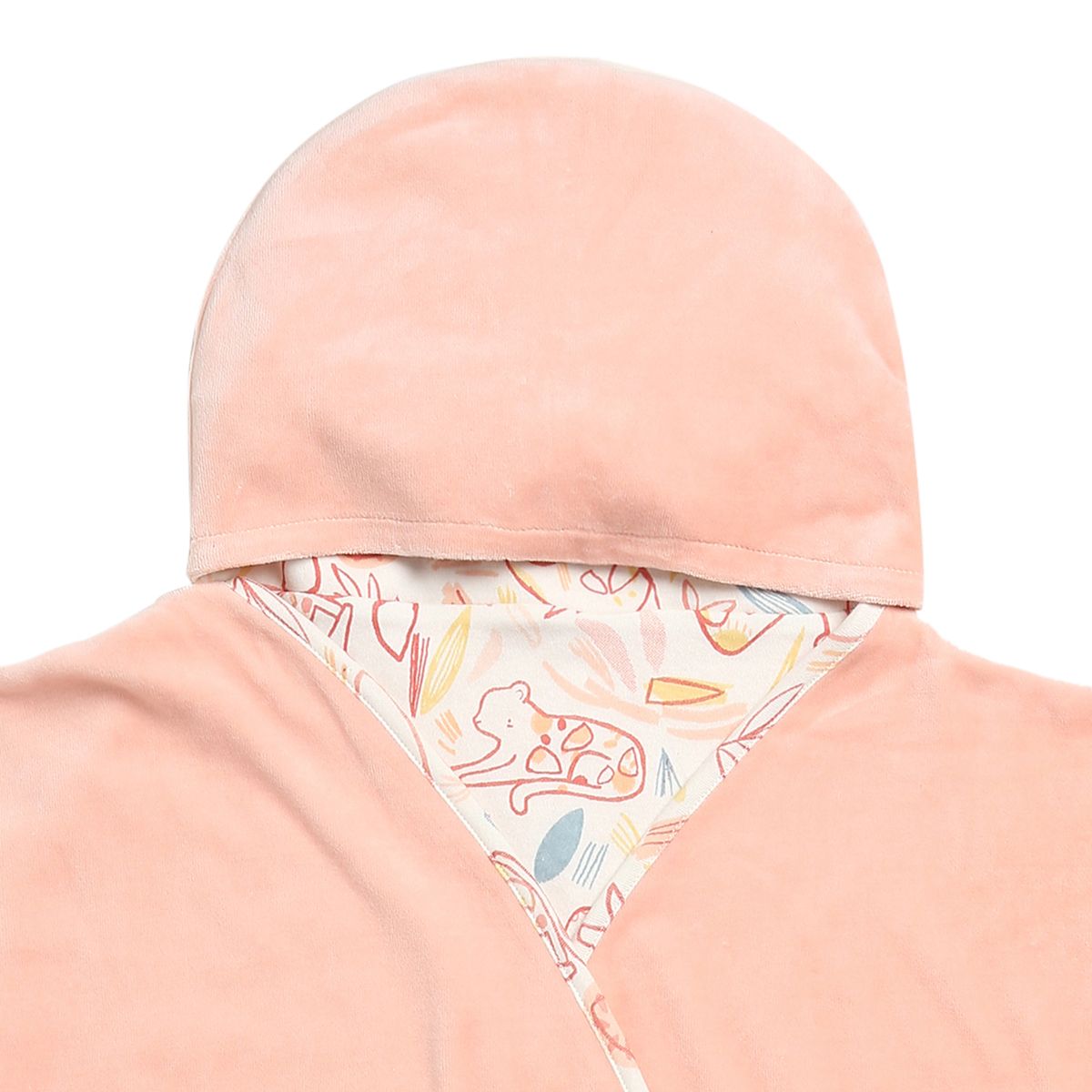 Baby Girls Peach Cotton Hooded Wrapper Pack of 1 Reversible Animal Printed Cozy Nursery Essential