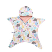 Baby Unisex White Cotton Hooded Wrapper Pack of 1 Geometric Printed Cozy Nursery Essential