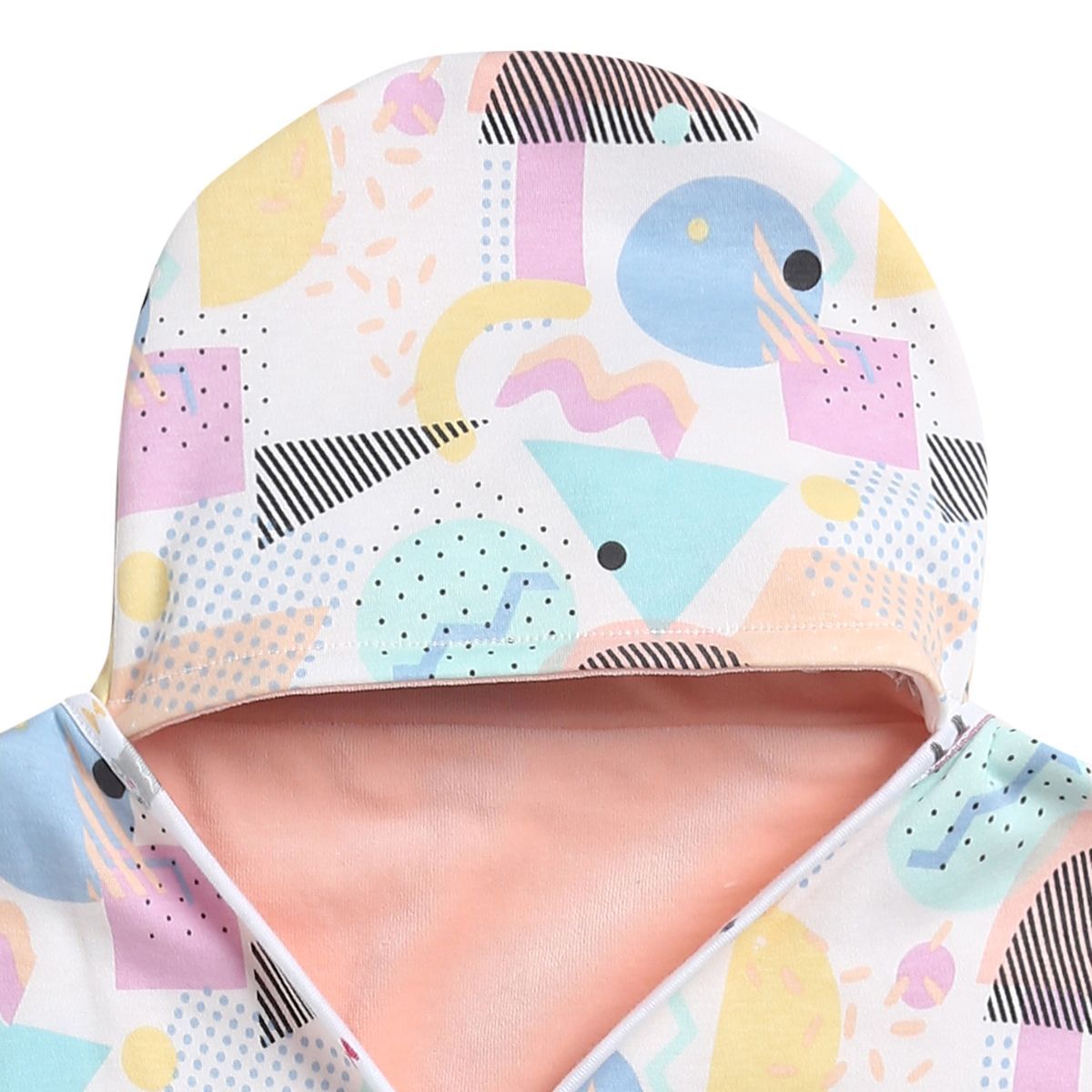 Baby Unisex White Cotton Hooded Wrapper Pack of 1 Geometric Printed Cozy Nursery Essential