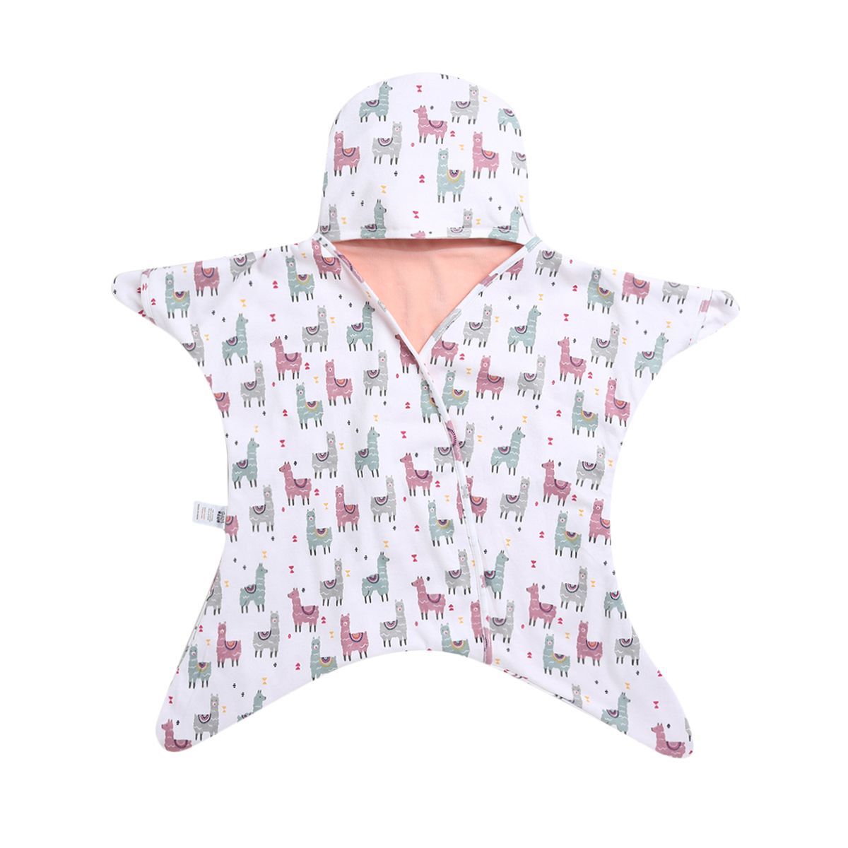 Baby Unisex White Cotton Hooded Wrapper Pack of 1 Llama Printed Cozy Nursery Essential