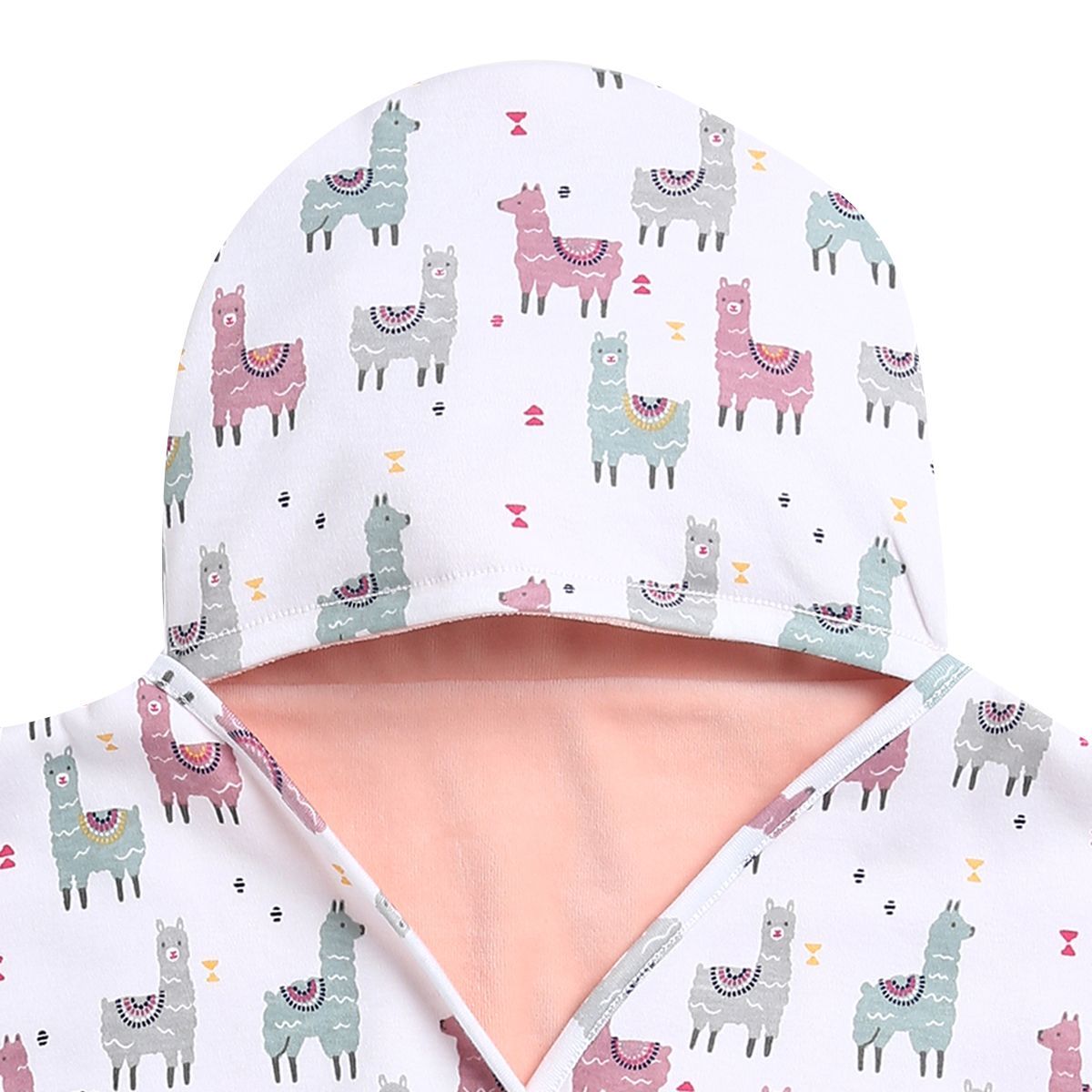 Baby Unisex White Cotton Hooded Wrapper Pack of 1 Llama Printed Cozy Nursery Essential