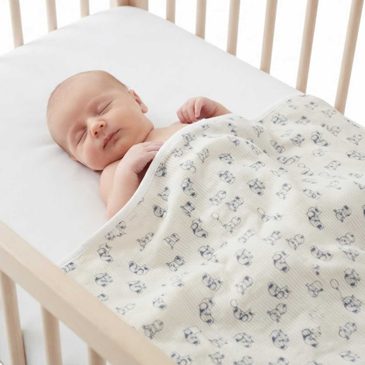 Baby Ivory Cotton Bed Protector Sheet Animal Print Waterproof Baby Essential