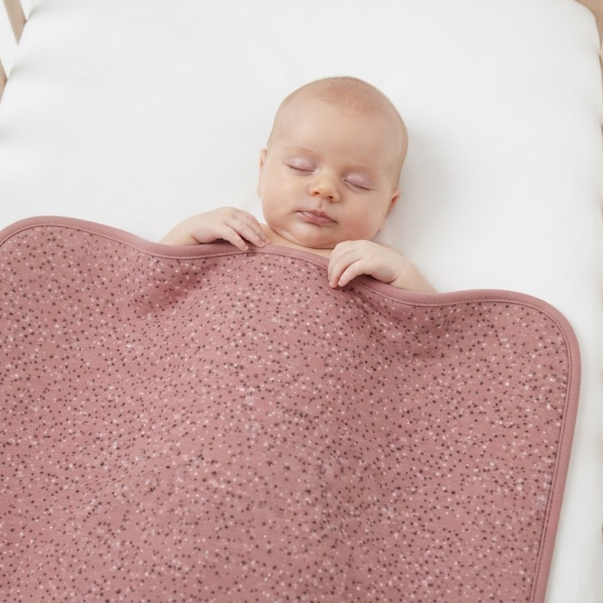 Baby Dusty Pink Cotton Bed Protector Sheet Speckled Print Waterproof Baby Essential