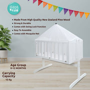 Baby Unisex White Fabric Cradle with Mosquito Net Pack of 1 Comfortable Baby Sleeping Cradle