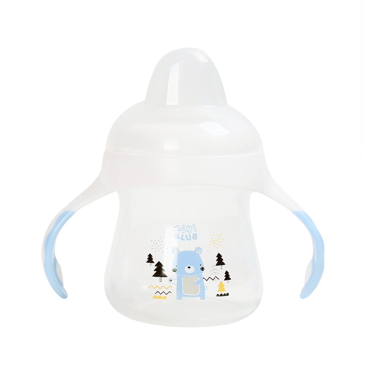 Baby Training Sipper Cup with Soft Spout & Handles, White & Blue