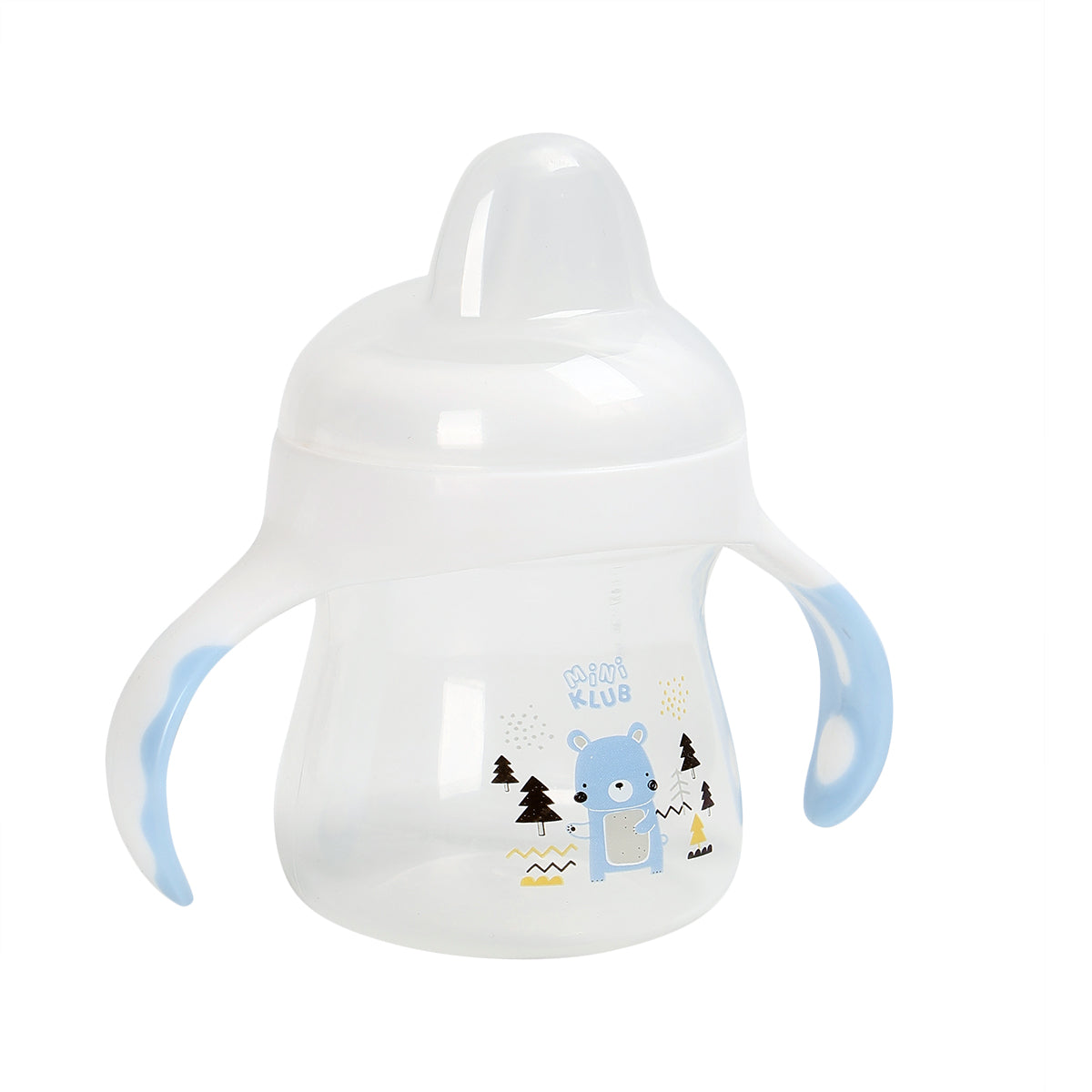 Baby Training Sipper Cup with Soft Spout & Handles, White & Blue