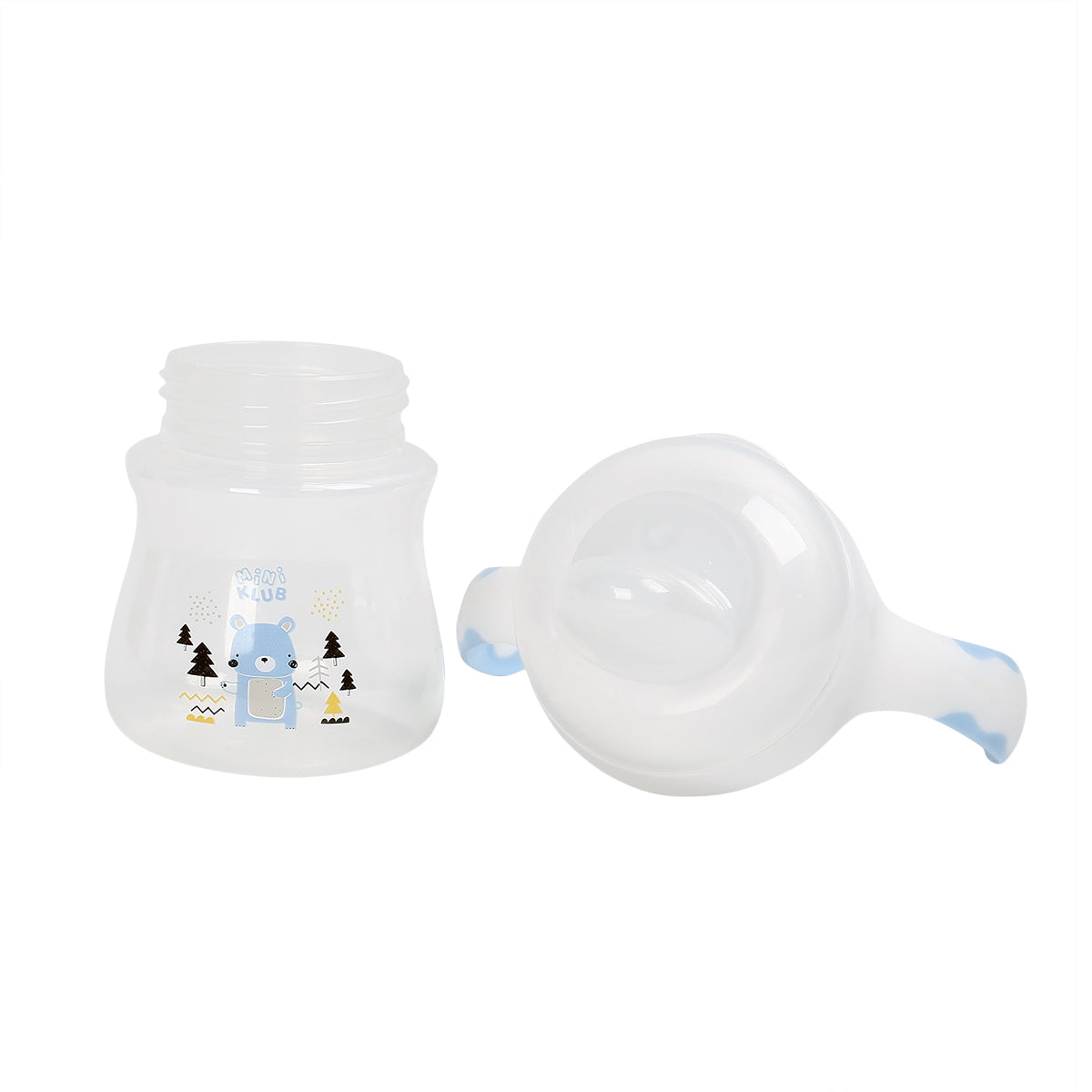 Baby Training Sipper Cup with Soft Spout & Handles, White & Blue