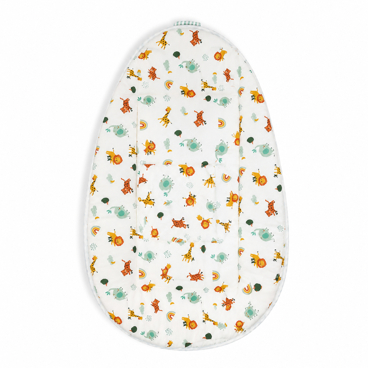 Baby Unisex White Cotton Animal Printed Hooded Nest Bag With Zipper Closure