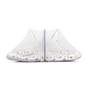 Baby Mosquito Net Bed with Zipper Closure & Cushioned Base, Multicolor Print
