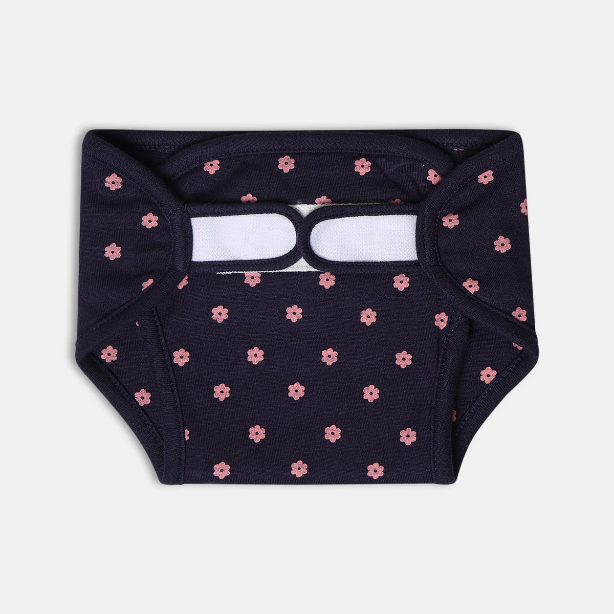 Baby Unisex Cream Blue and Navy Cotton Printed Reusable Cloth Nappies Pack of 3 Everyday Essentials
