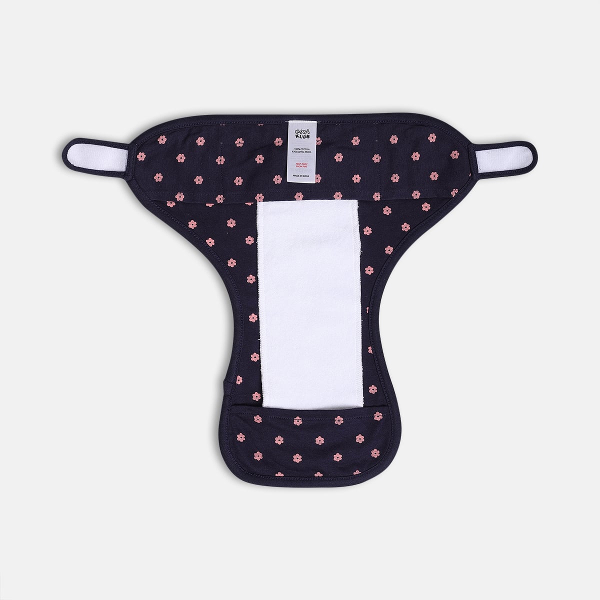 Baby Unisex Cream Blue and Navy Cotton Printed Reusable Cloth Nappies Pack of 3 Everyday Essentials