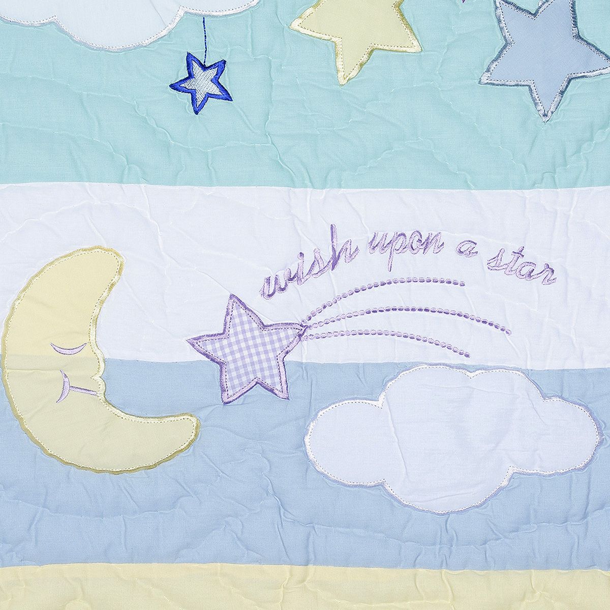 Baby Unisex Blue Cotton Moon and Star Applique Quilt Pack of 1 Soft Nursery Bedding
