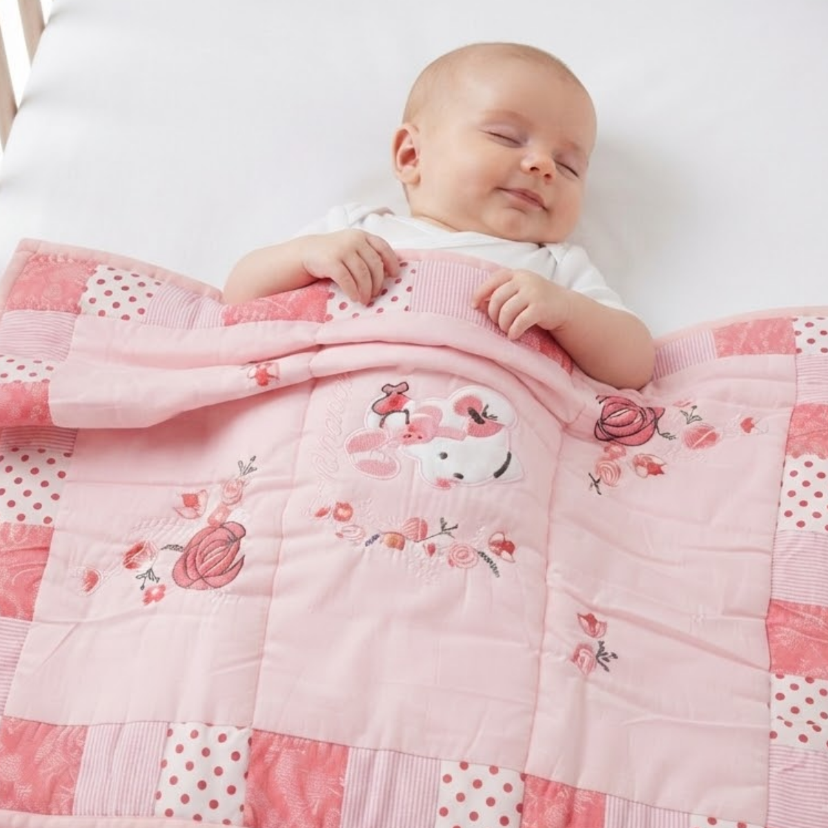 Baby Pink Cotton Quilt Floral Embroidered Soft Bedding Essential