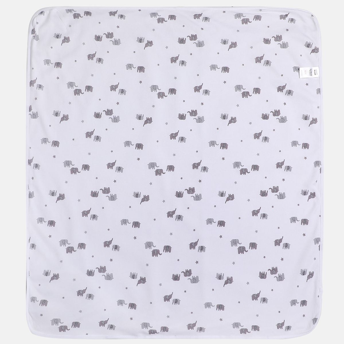 Baby Unisex White Grey and Blue Cotton Blend Hooded Wrapper and Rattle Gift Set Pack of 2 Elephant Printed Bath Time Essentials