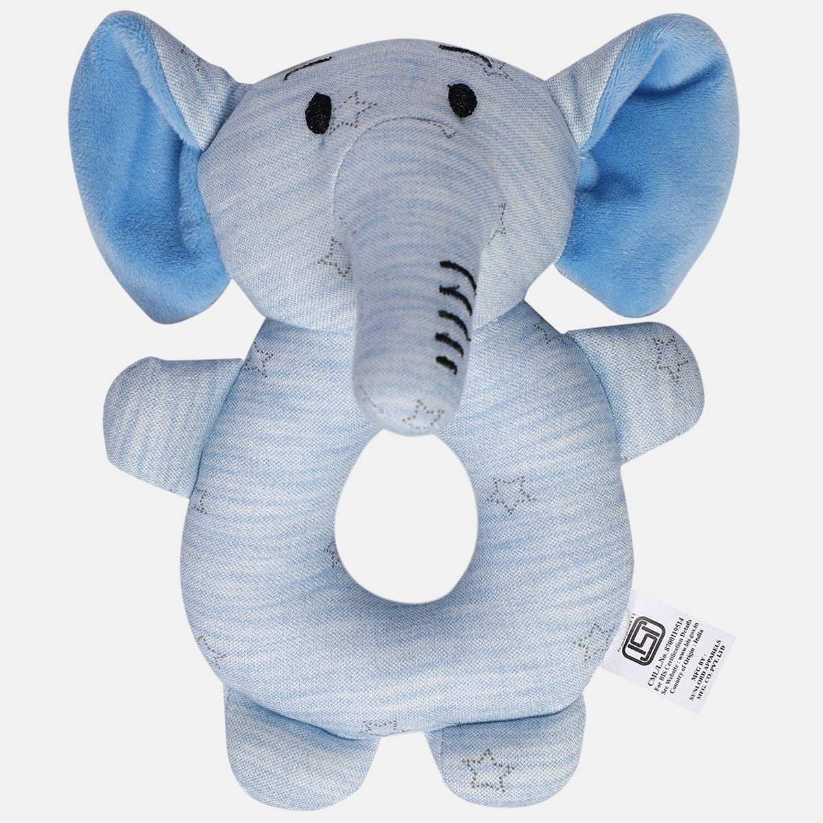 Baby Unisex White Grey and Blue Cotton Blend Hooded Wrapper and Rattle Gift Set Pack of 2 Elephant Printed Bath Time Essentials