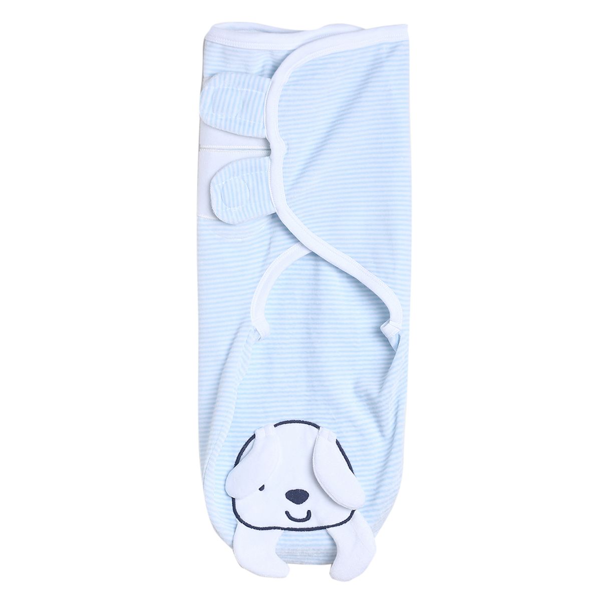 Boys Blue Striped Nappy Cover with Puppy Applique and Snap Button Closure