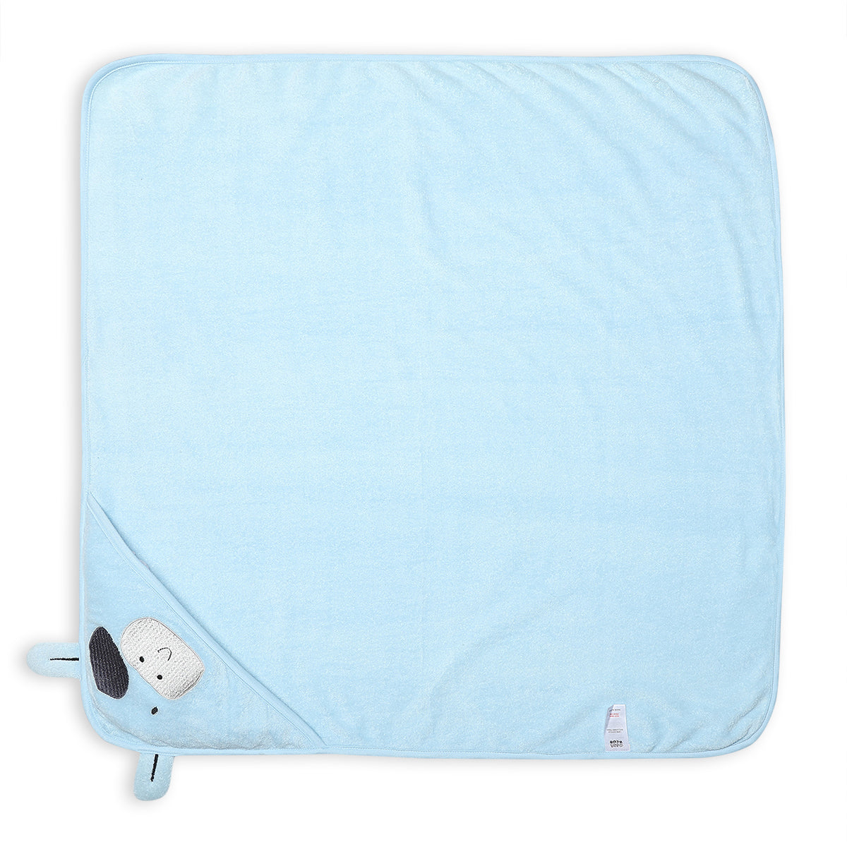 Boys Blue Hooded Coral Fleece Bath Towel with Puppy Embroidery