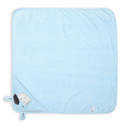 Boys Blue Hooded Coral Fleece Bath Towel with Puppy Embroidery