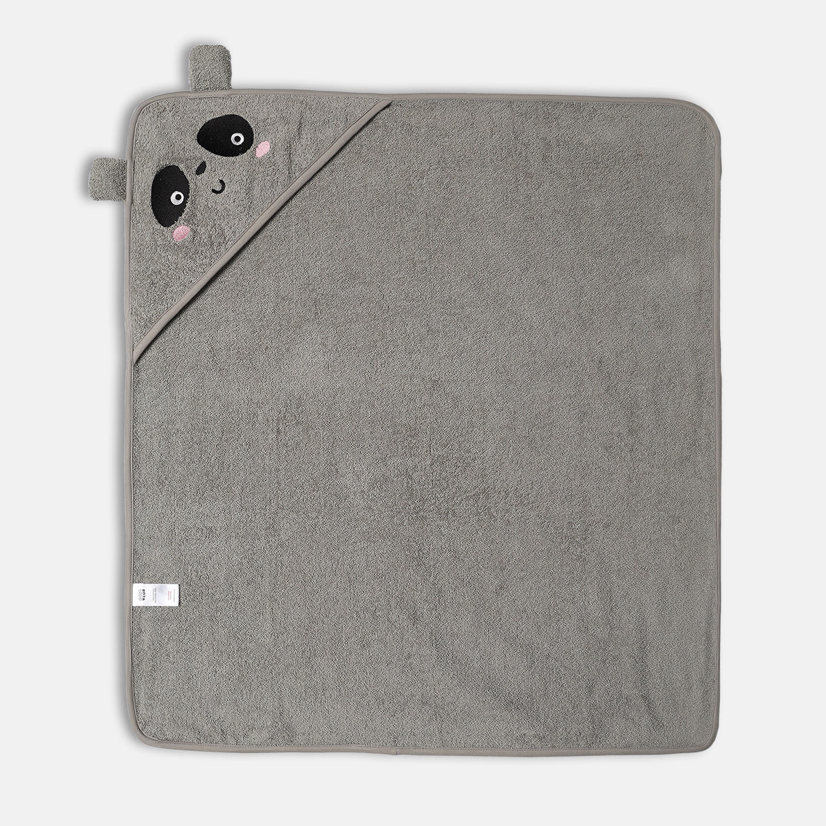 Baby Panda Face Hooded Towel, Grey