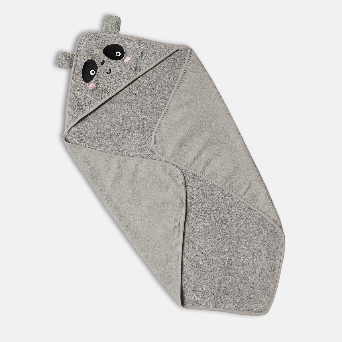Baby Panda Face Hooded Towel, Grey