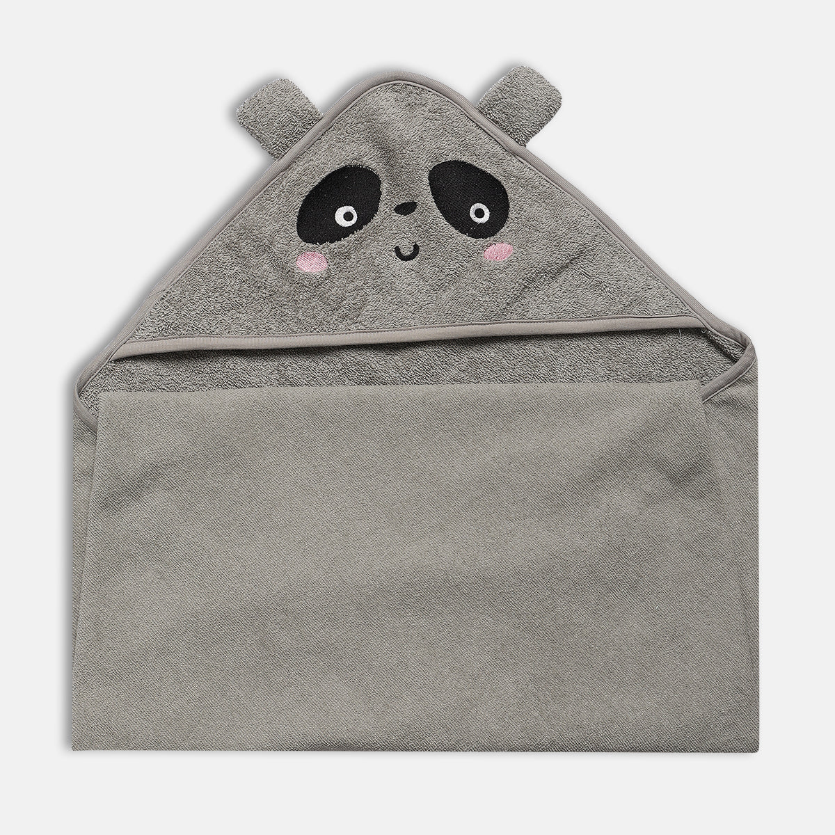 Baby Panda Face Hooded Towel, Grey