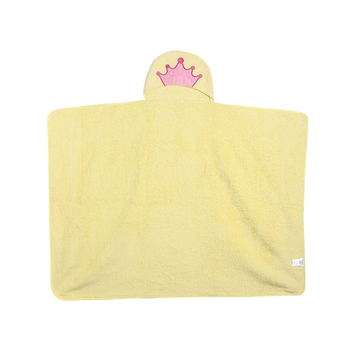 Baby Girls Yellow Cotton Hooded Towel Pack of 1 Crown Applique Bath Time Essential