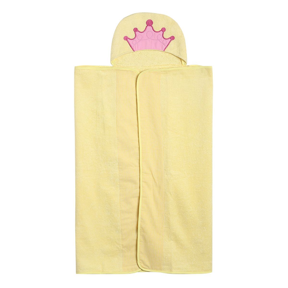 Baby Girls Yellow Cotton Hooded Towel Pack of 1 Crown Applique Bath Time Essential