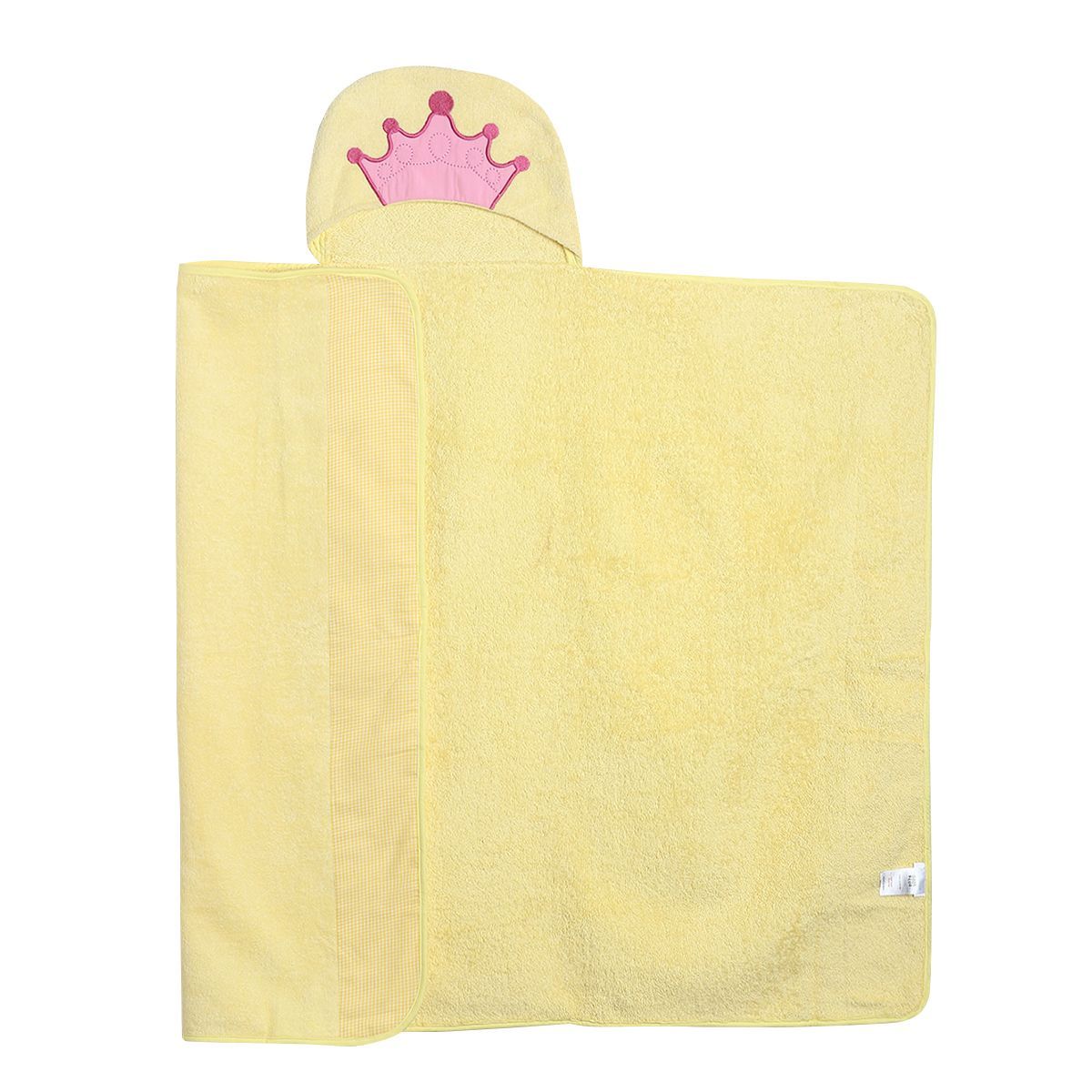 Baby Girls Yellow Cotton Hooded Towel Pack of 1 Crown Applique Bath Time Essential