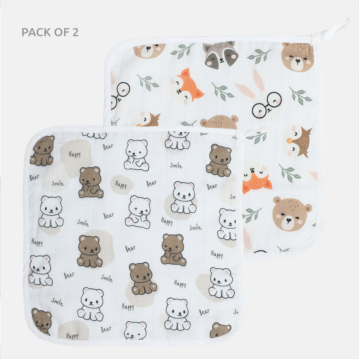 Unisex Multi Muslin Printed Wash Cloth Set