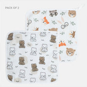 Unisex Multi Muslin Printed Wash Cloth Set