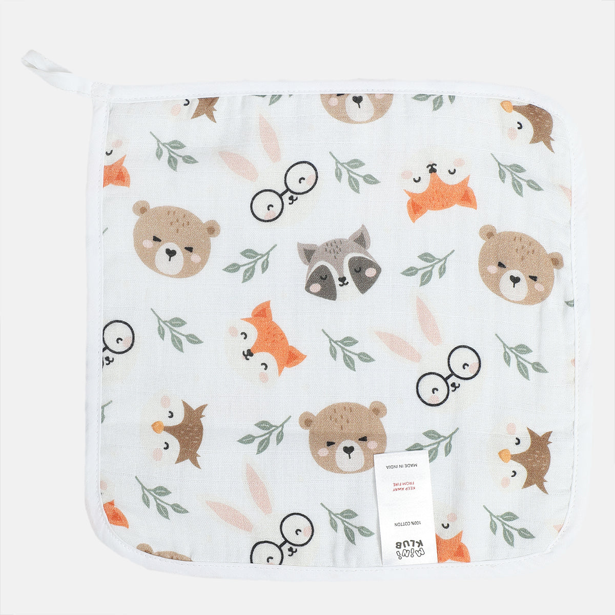 Unisex Multi Muslin Printed Wash Cloth Set