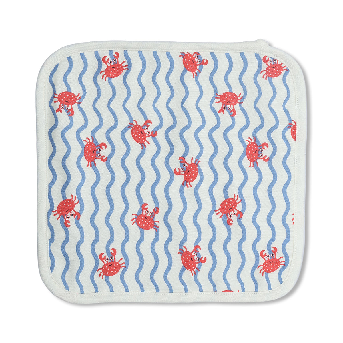 Baby Unisex Printed Washcloth Set Of 5, Red Blue Yellow And White