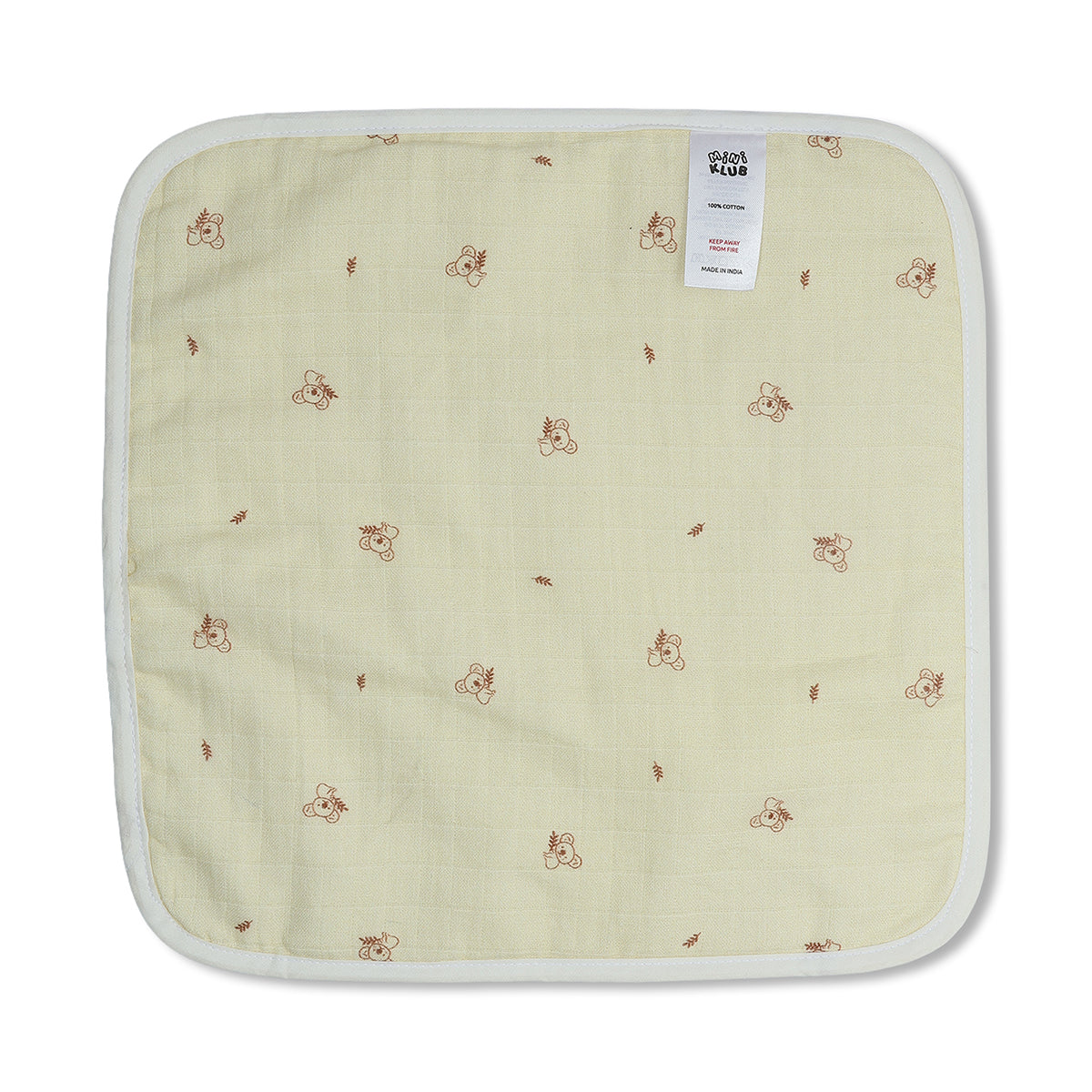Baby Unisex Printed Washcloth Set Of 5, Blue White Pink And Yellow