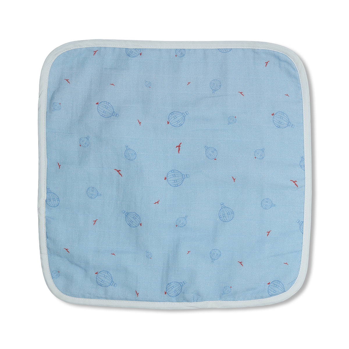 Baby Unisex Printed Washcloth Set Of 5, Blue White Pink And Yellow