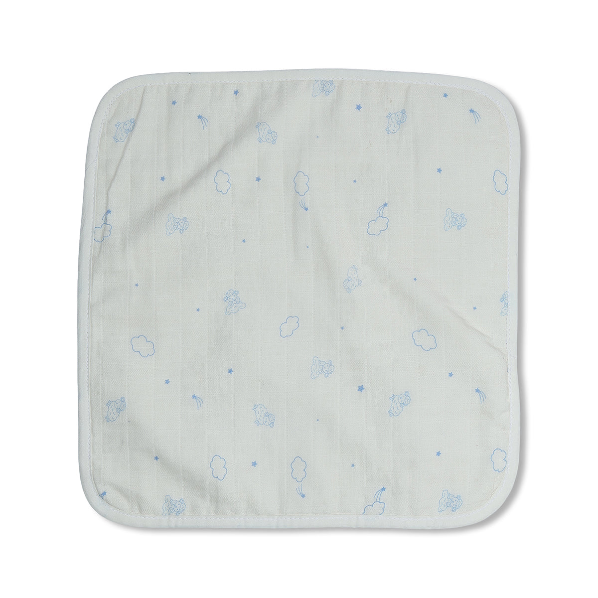 Baby Unisex Printed Washcloth Set Of 5, Blue White Pink And Yellow