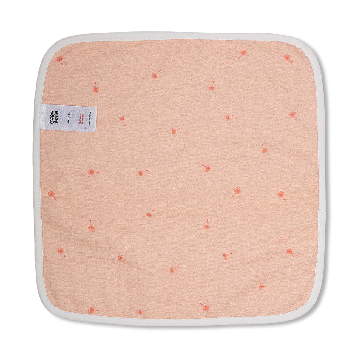 Baby Unisex Printed Washcloth Set Of 5, Peach Yellow And Pink