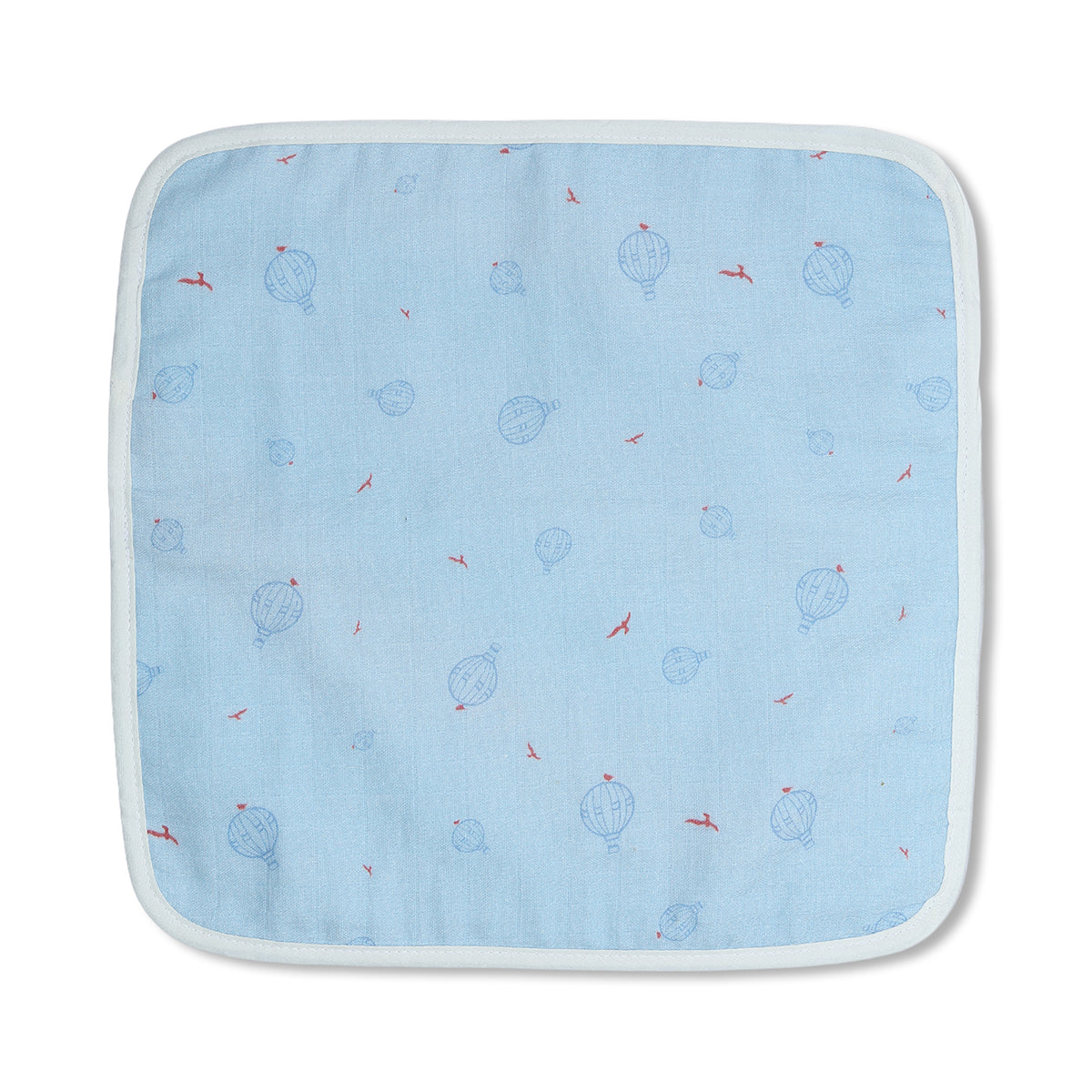 Baby Unisex Printed Washcloth Set Of 5, Blue Green And Yellow
