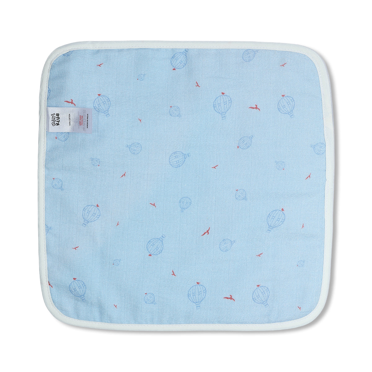 Baby Unisex Printed Washcloth Set Of 5, Blue Green And Yellow