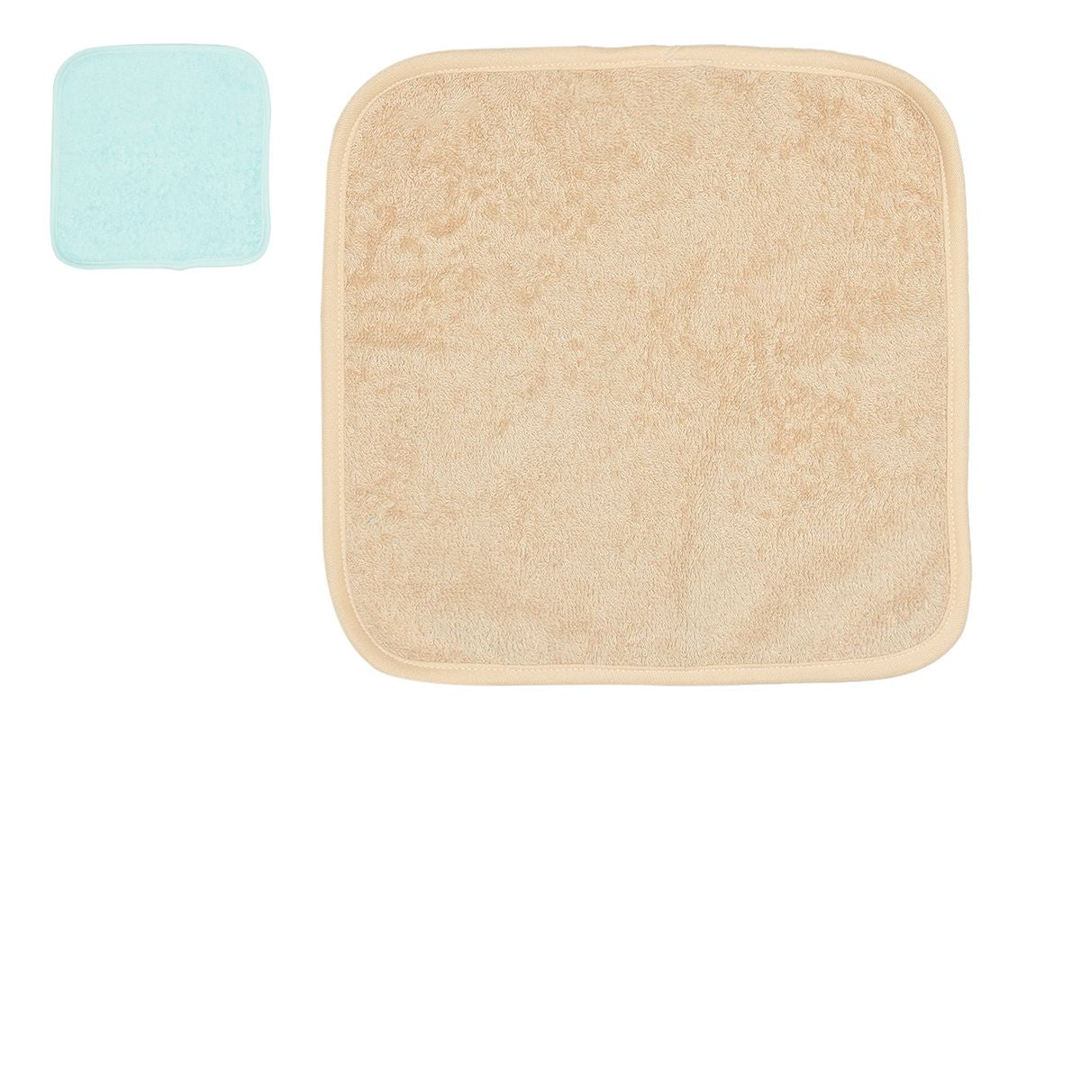 Unisex Beige & Mint Green Coral Fleece Washcloth Pack of 2 Soft Face Towels