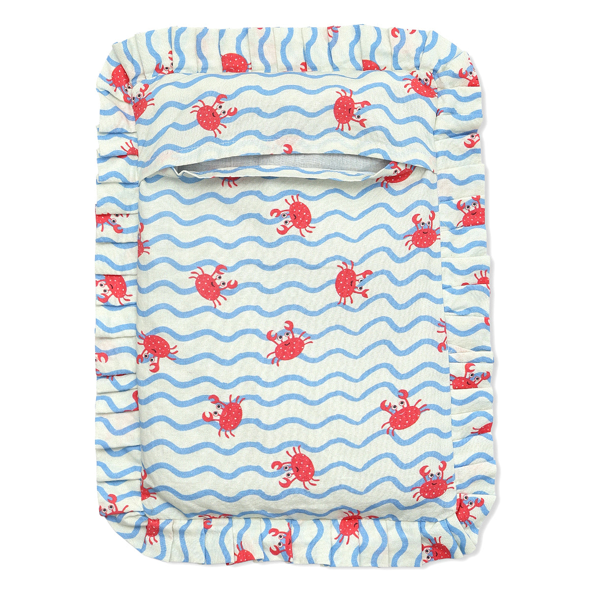 Baby Unisex Changing Mat With Soft Cushioning, White And Blue