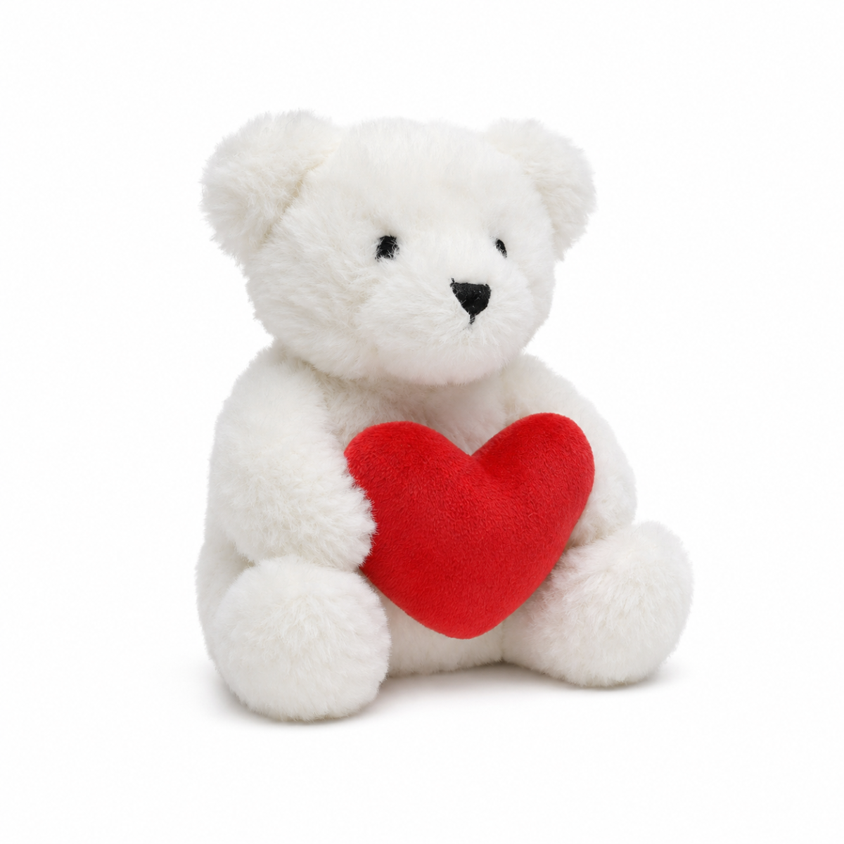Baby Girls White And Red Polyester Plush Teddy Bear Soft Toy With Heart Detail  For Cuddling Playtime And Gifting
