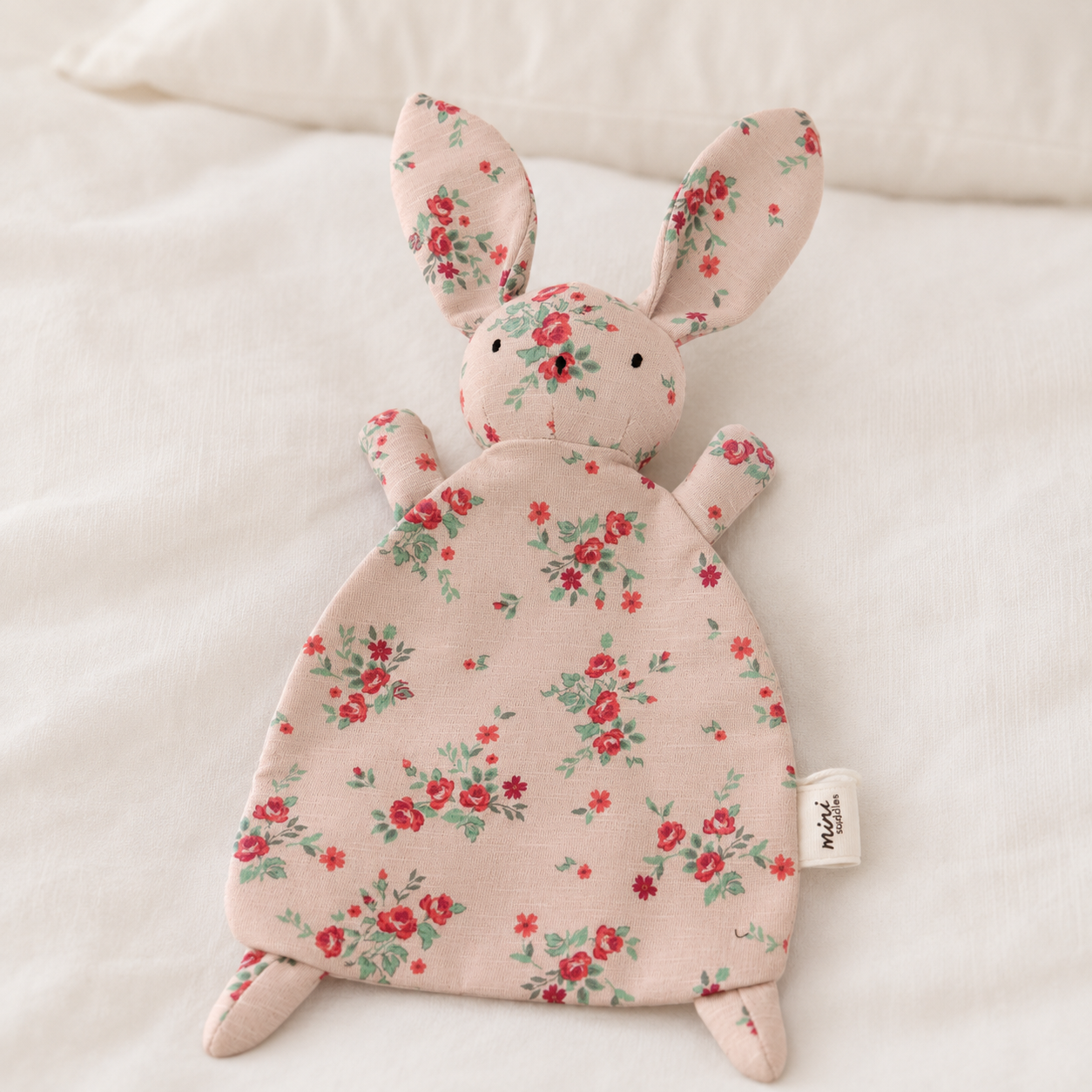 Baby Girls Pink Cotton Floral Bunny Comforter Soft Cuddle Toy