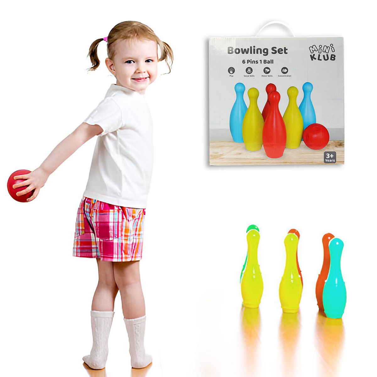 Unisex Multi 6 Pcs Bowling Playset