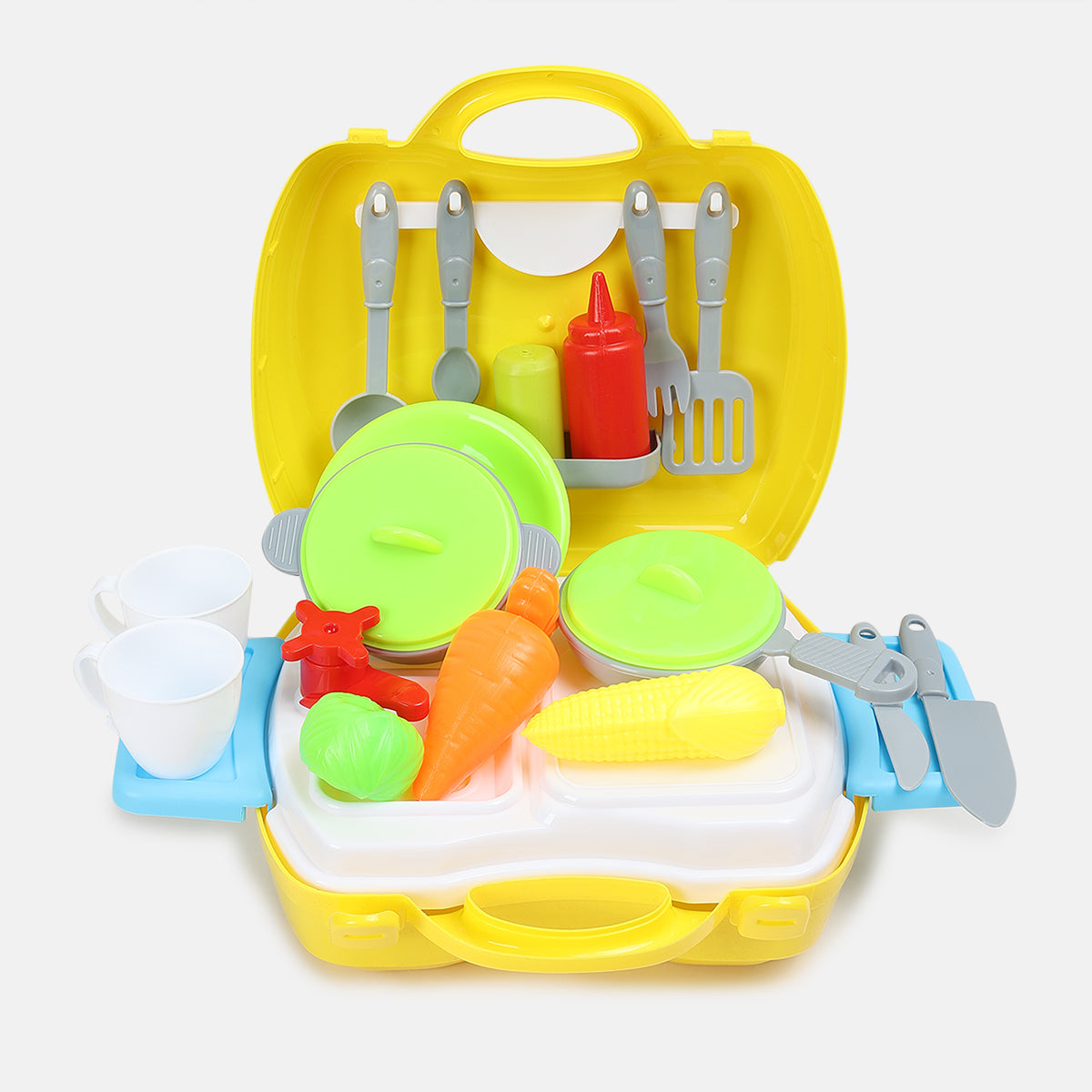 Unisex Yellow 28 Pcs Kitchen Suitcase Set